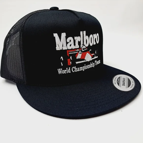 Marlboro Formula One Racing Flat Bill Cotton Embroidered Snapback Cap … - Picture 2 of 4
